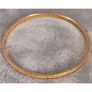 Vintage Crown Trifari M Bangle Bracelet Diamond Cut Brushed Gold Tone Signed